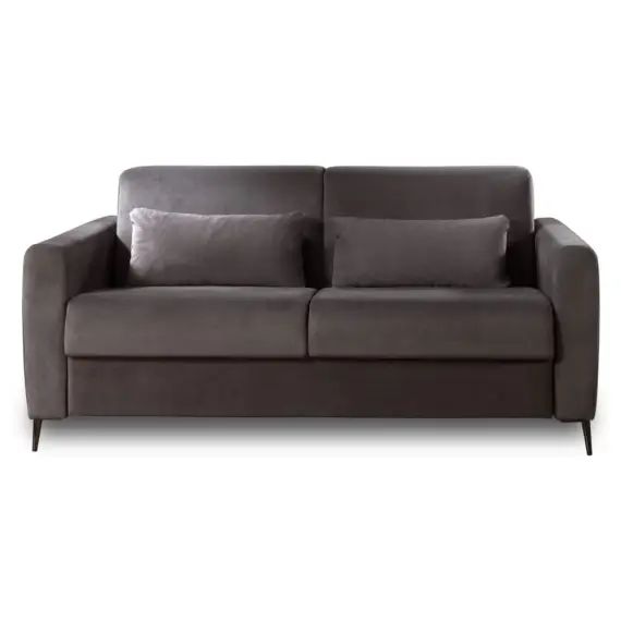 Canapé droit convertible 3 places velours gris foncé