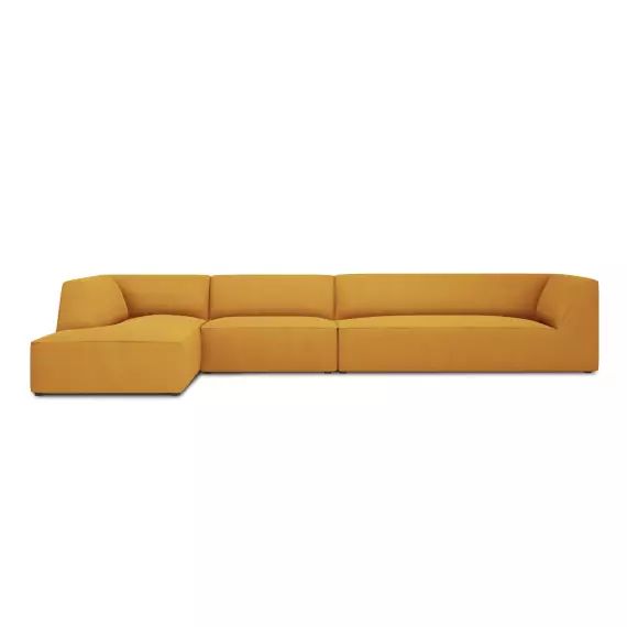 Canapé d’angle gauche 5 places en tissu structurel jaune