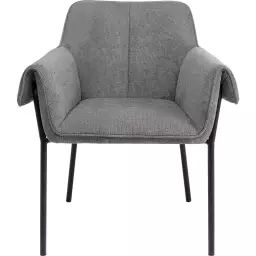Chaise avec accoudoirs en polyester gris et acier noir