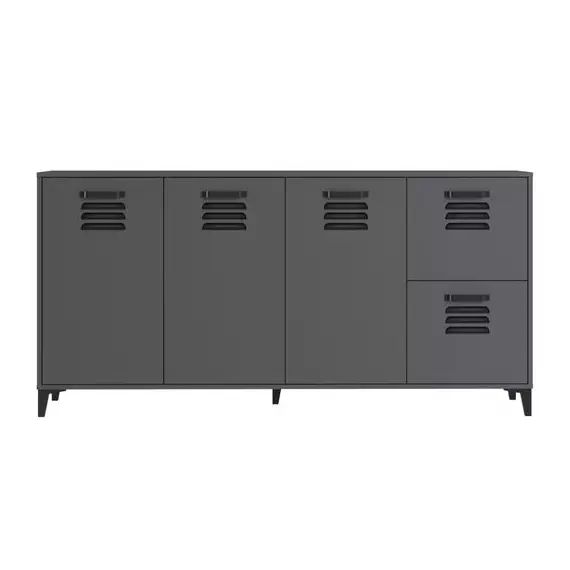 Buffet 3 portes 2 tiroirs DETROIT gris anthracite