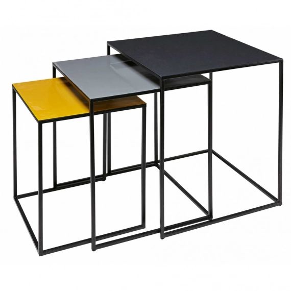 3 bouts de canapé gigognes en métal tricolore HUNSTVILLE