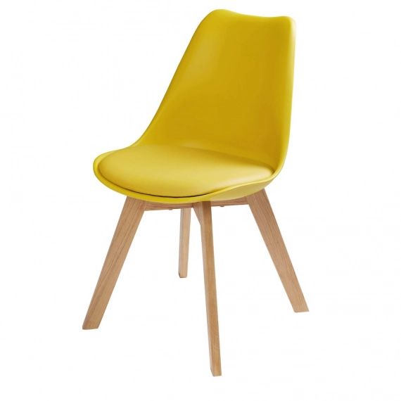 Chaise style scandinave jaune moutarde et chêne massif Ice