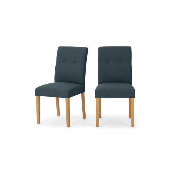 Landers, lot de 2 chaises, bleu Egée et pieds en bois clair