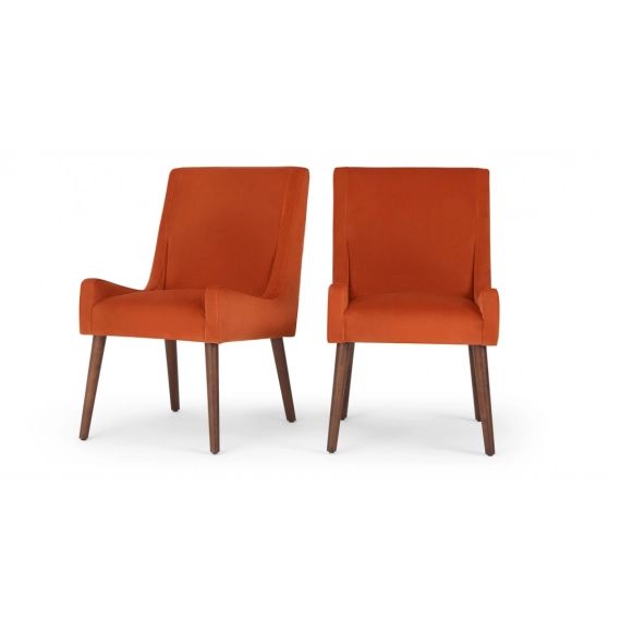 Higgs, lot de 2 chaises en velours, orange flamme