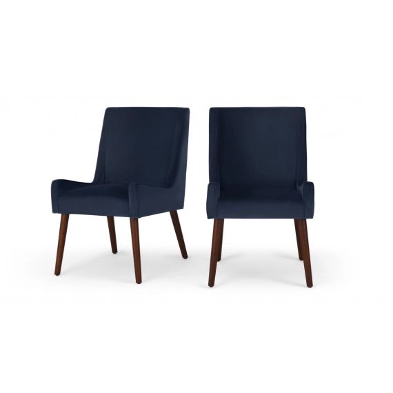 Higgs, lot de 2 chaises en velours, bleu royal