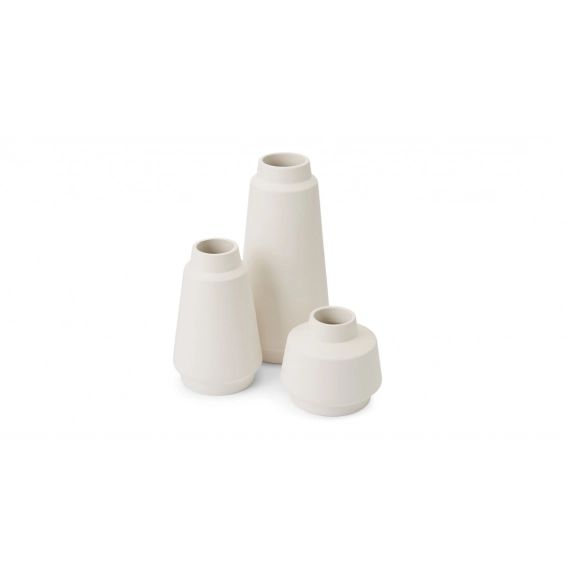 Hoa, lot de 3 mini vases en céramique, blanc mat