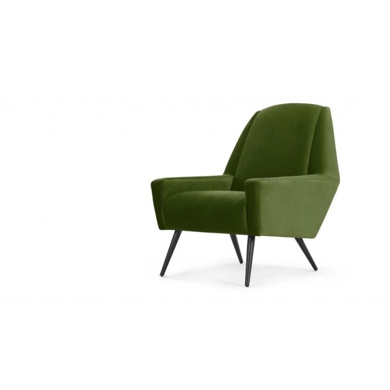 Roco, fauteuil, velours vert cèdre