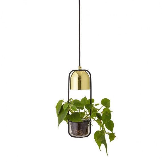 Lampe de plafond avec panier suspendu Bloomingville transparent-or