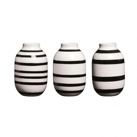 Vase Omaggio miniature lot de 3 noir-blanc