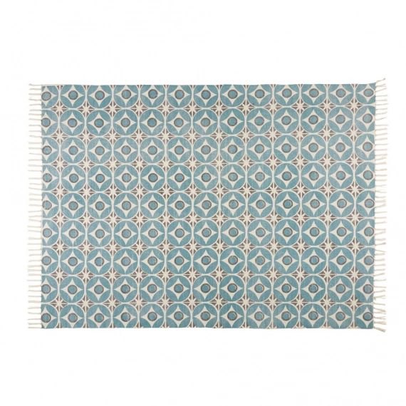 Tapis en coton bleu à motifs 140x200cm BLOCALIA