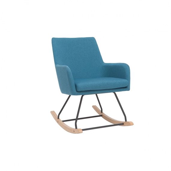 Rocking chair design en tissu bleu canard SHANA