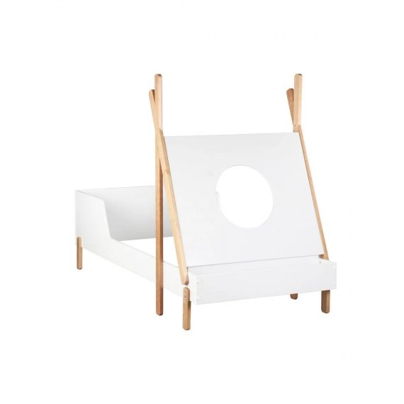 Lit enfant bateau blanc et bois clair TIMEHLO