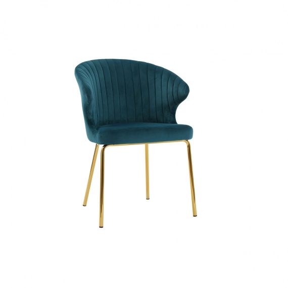 Chaise design en velours bleu pétrole et métal doré REQUIEM – Miliboo & Stéphane Plaza