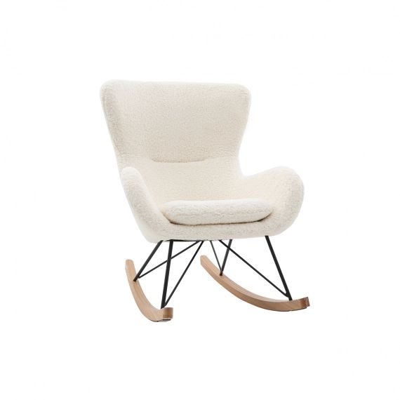 Rocking chair design tissu mouton blanc ESKUA