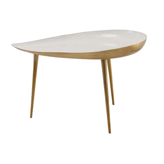 Table basse design en acier laqué blanc 80 cm DROP