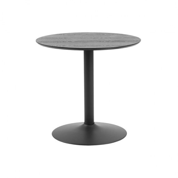 Table à manger ronde bois noir et métal D80 cm KALI