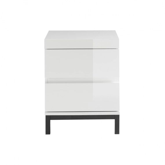 Table de chevet design 2 tiroirs blanc laqué KOLL
