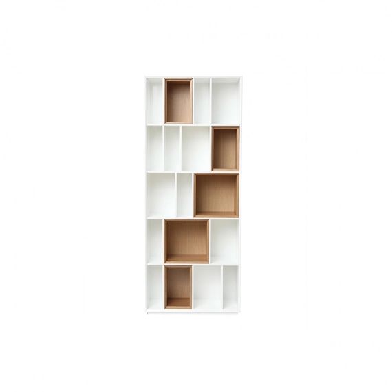 Bibliothèque design modulable blanc et chêne JAZZ