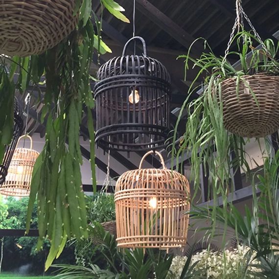 Suspension panier en bambou ajouré XL Open Casatera Taman – noir