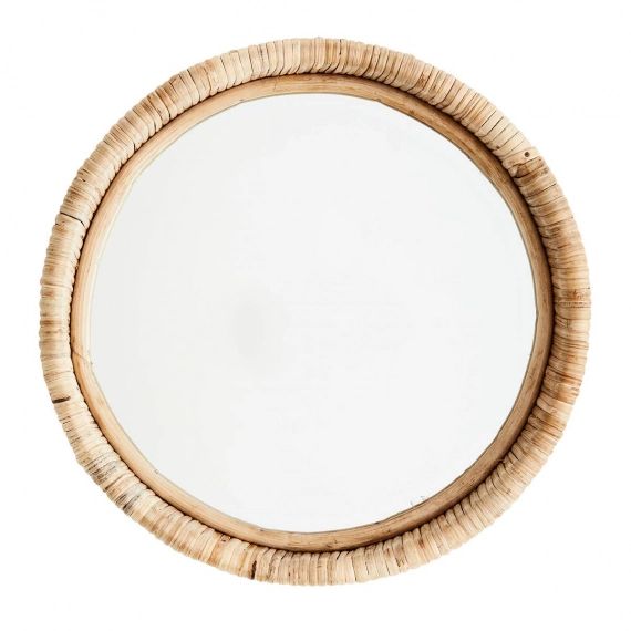 Miroir rond contour en bambou Madam Stoltz 30 cm