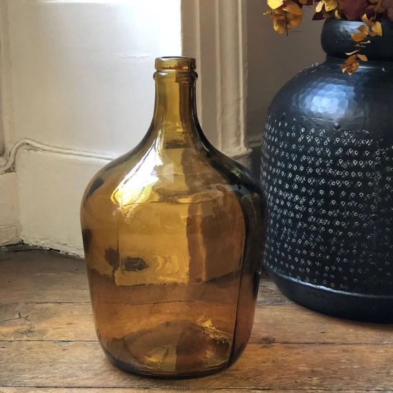 Bonbonne dame jeanne en verre recyclé ambre 4L Maison Tilleul