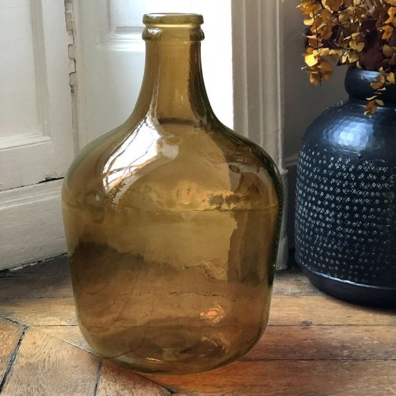 Bonbonne dame jeanne en verre recyclé ambre 12L Maison Tilleul