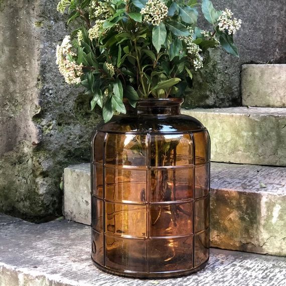 Vase bonbonne style Art Déco en verre recyclé ambre Maison Tilleul