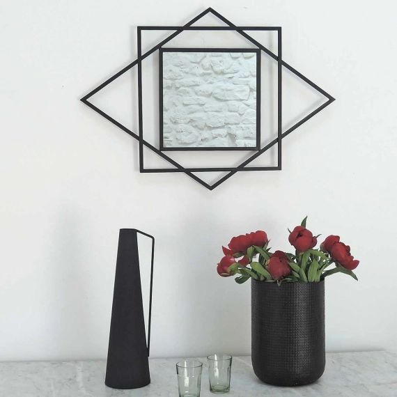 Miroir à motif graphique style Art Déco noir Tonka Passage Vernet