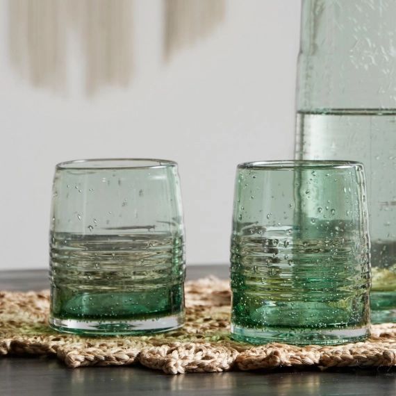 Verre à eau / Gobelet en verre recyclé bullé Greenie (par 6) Nordal