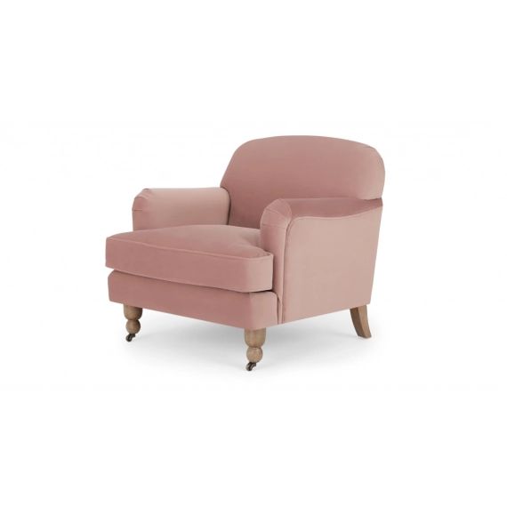 Orson, petit fauteuil, velours rose vintage