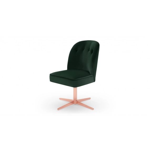 Margot, chaise de bureau, velours vert forêt et cuivre
