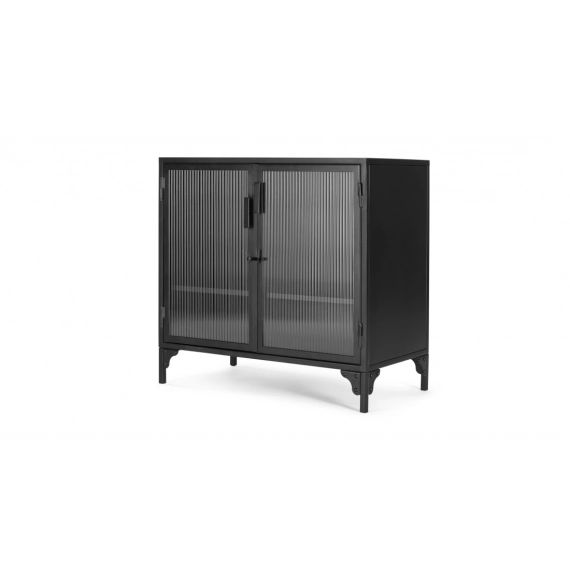 Rankin, armoire compacte avec verre trempé strié, noir