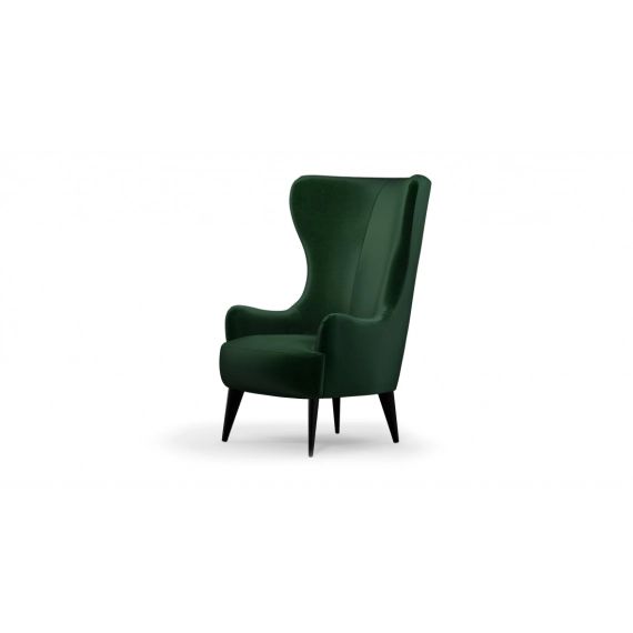 Custom MADE Bodil/ fauteuil d’appoint/ velours vert bouteille/ pieds en bois noir