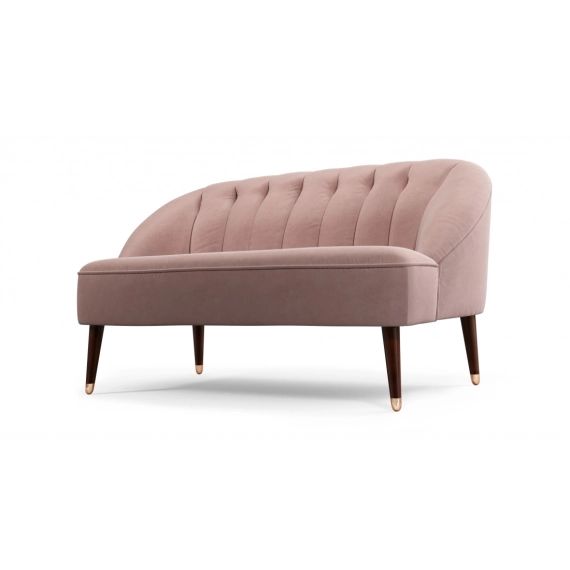 Custom MADE Margot, canapé 2 places, velours de coton rose et pieds en bois teinté et cuivre