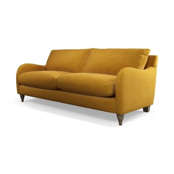 Custom MADE Sofia, canapé 3 places, velours jaune curcuma et pieds en bois clair