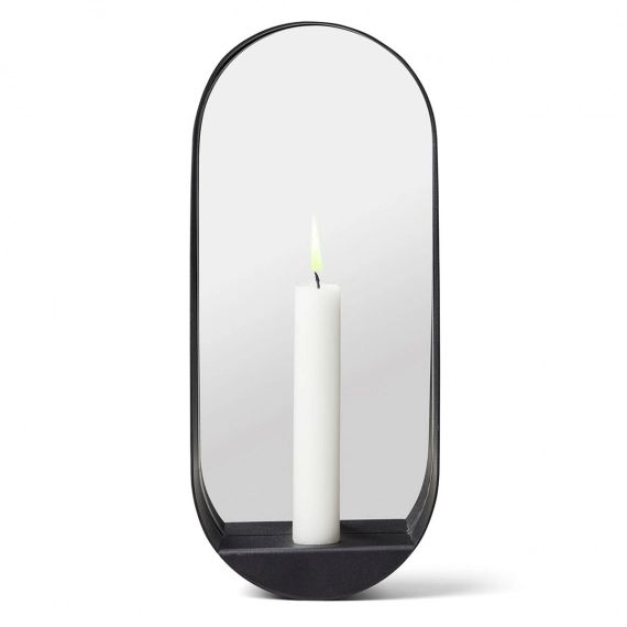 Miroir/Bougeoir Glim oval 12×28 cm Noir