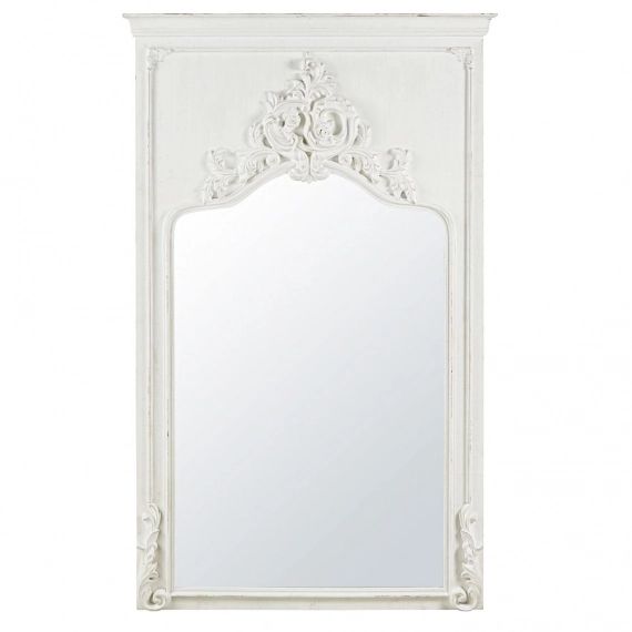 Miroir en paulownia blanc à moulures 100×159