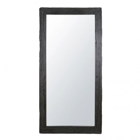 Miroir en bois recyclé brûlé noir 101×201