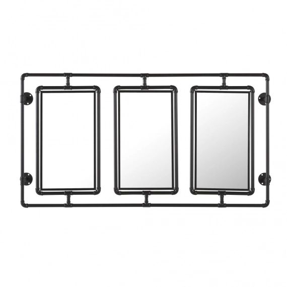 Miroirs indus mobiles tuyaux en métal noir 134×70 (x3)
