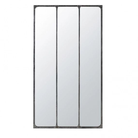 Miroir triptyque en métal noir effet vieilli 100×180