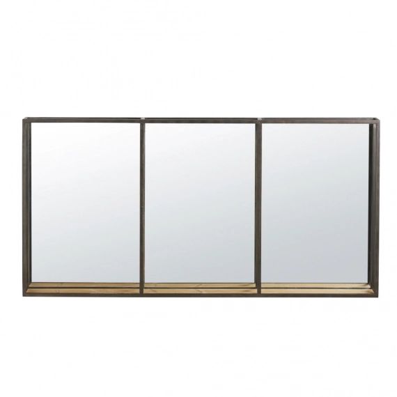 Miroir étagère triptyque en métal noir 120×60