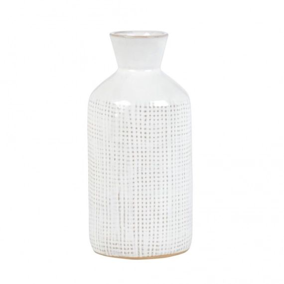 Vase en grès blanc motifs graphiques H18