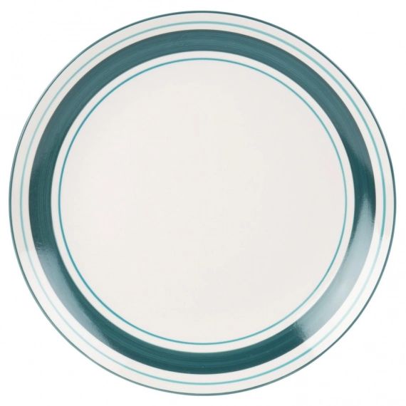 Assiette plate en faïence blanche et bleue
