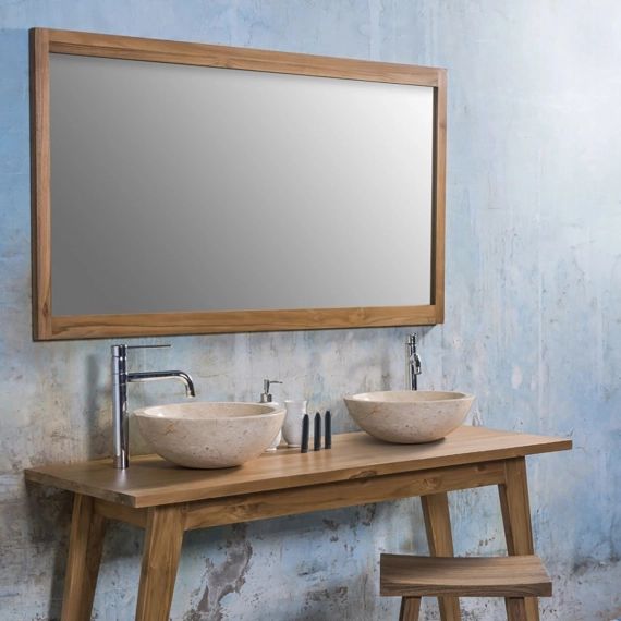Miroir rectangulaire en bois de teck 150