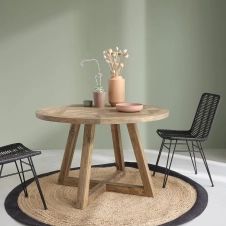 Table ronde en bois de teck recyclé 4 personnes CARGO