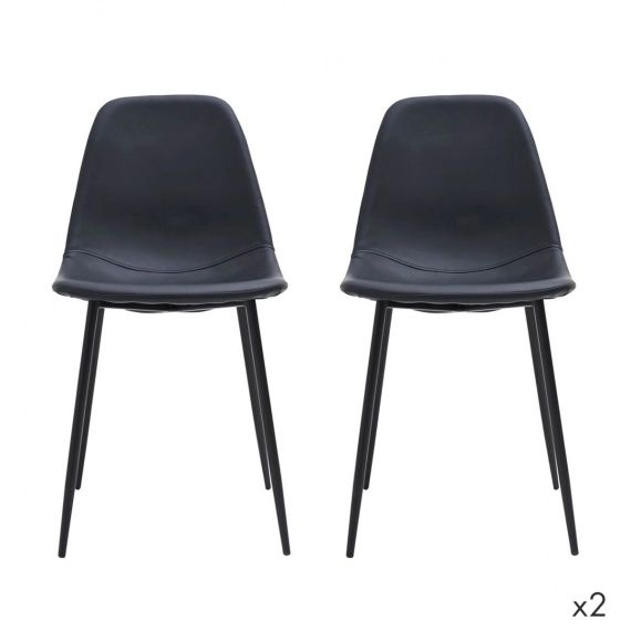 Chaise en métal noir et simili cuir (par 2) Forms House Doctor – noir