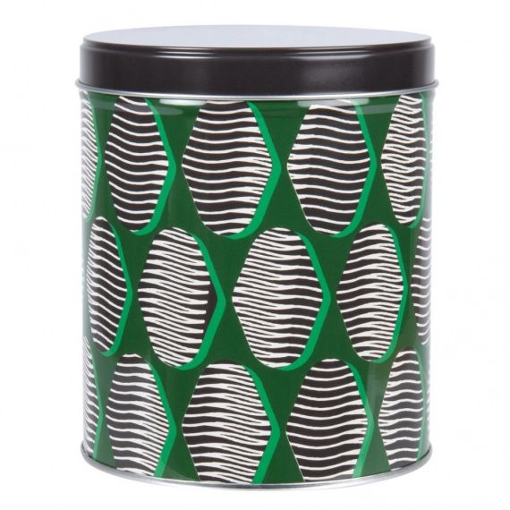 Boîte en métal noir à motifs verts et blancs 10×12
