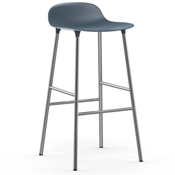Chaise de bar Form pieds chromés 75 cm Bleu