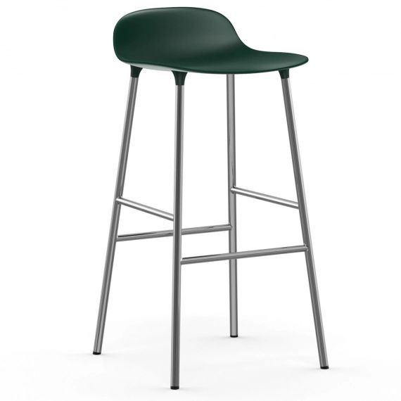 Chaise de bar Form pieds chromés 75 cm Vert