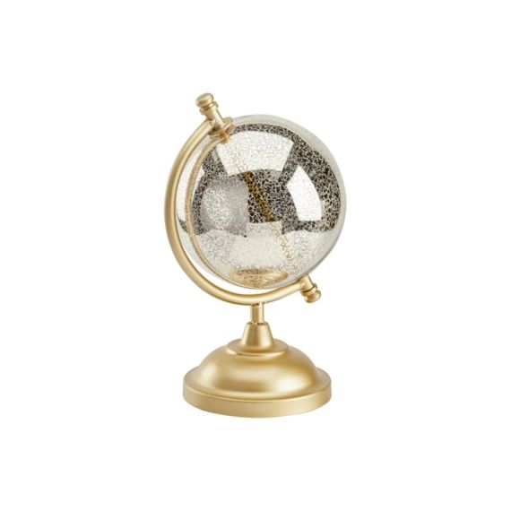 Globe H.27 cm CRAQUELE Argent / Doré / Transparent